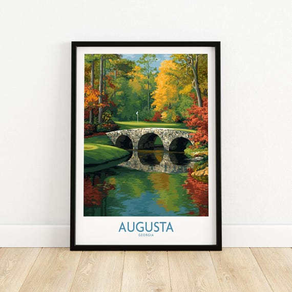 Augusta Georgia Stone Bridge Golf Print Famous 12th Hole Raes Creek Wall Art For Lovers Gift Golfer National