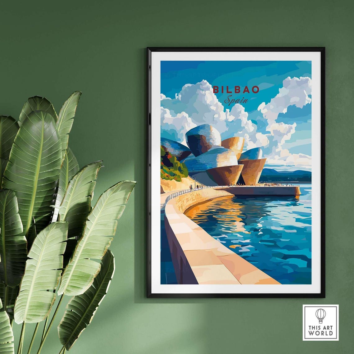 Bilbao Spain Guggenheim Museum Titanium Curves Water Travel Poster - Image 2