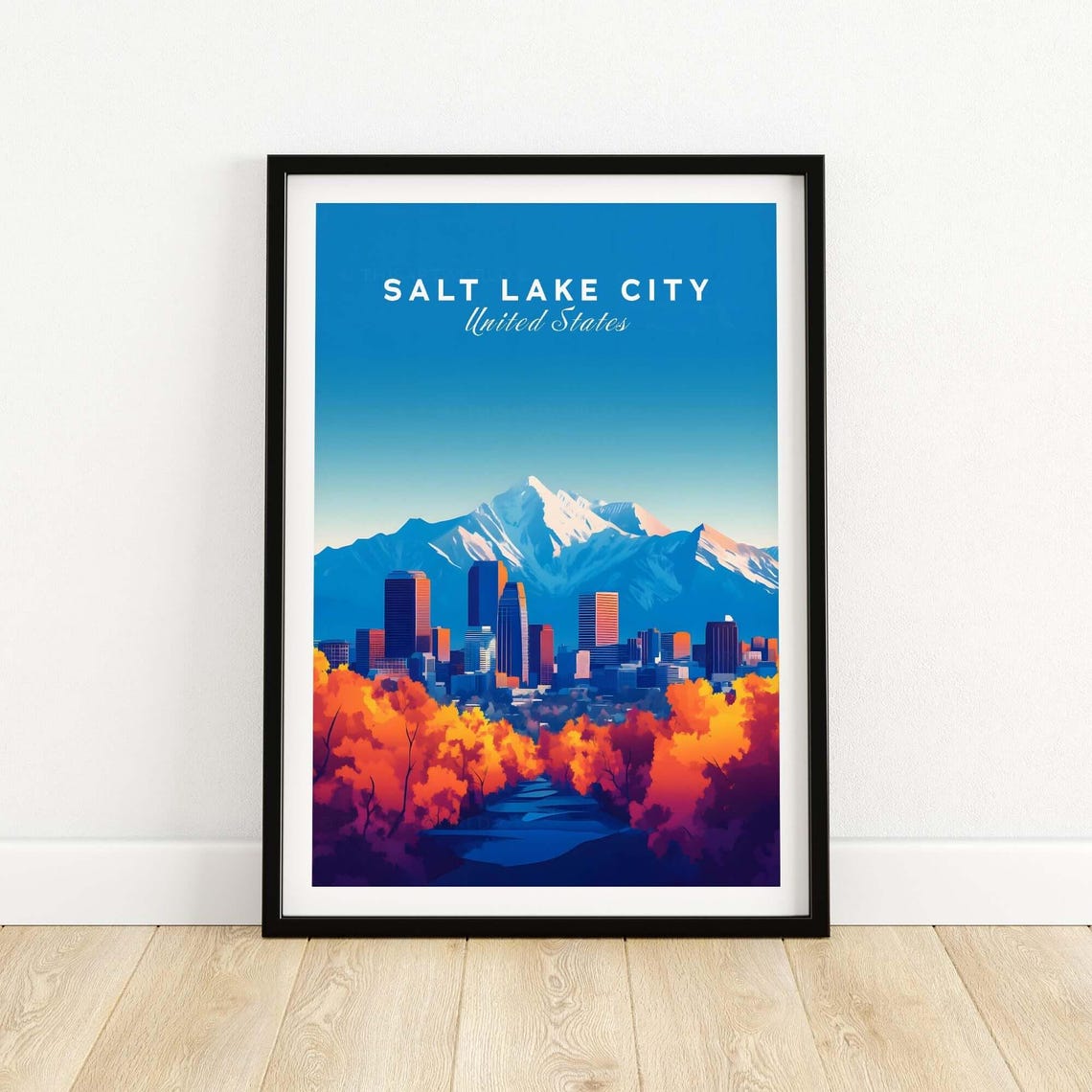 Salt Lake City Travel Poster, Utah City Illustration