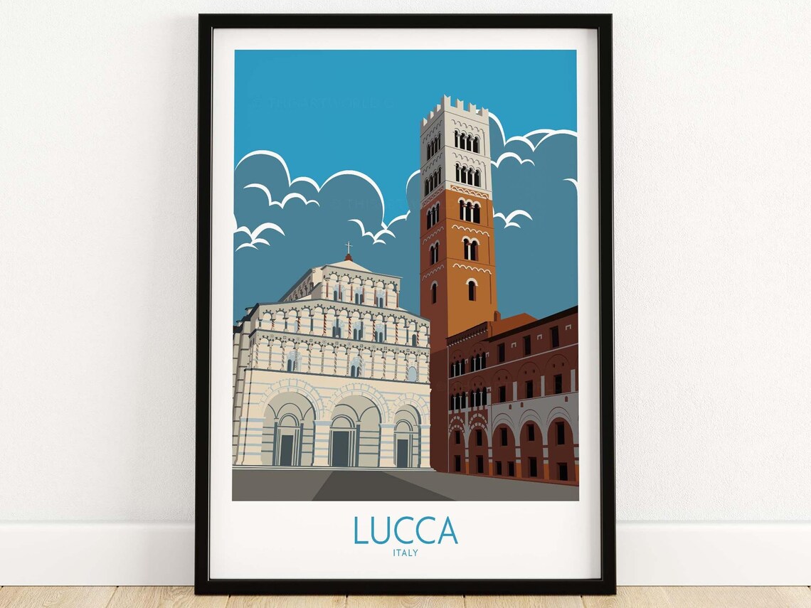 Lucca Italy Travel Poster, Travel Poster Art Print
