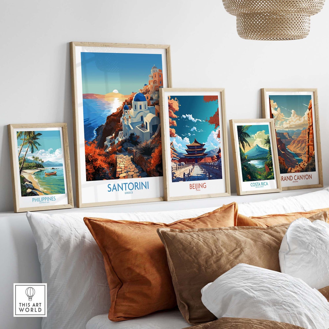 Santorini Greece Whitewashed Blue Domes Caldera Sunset Poster - Image 4