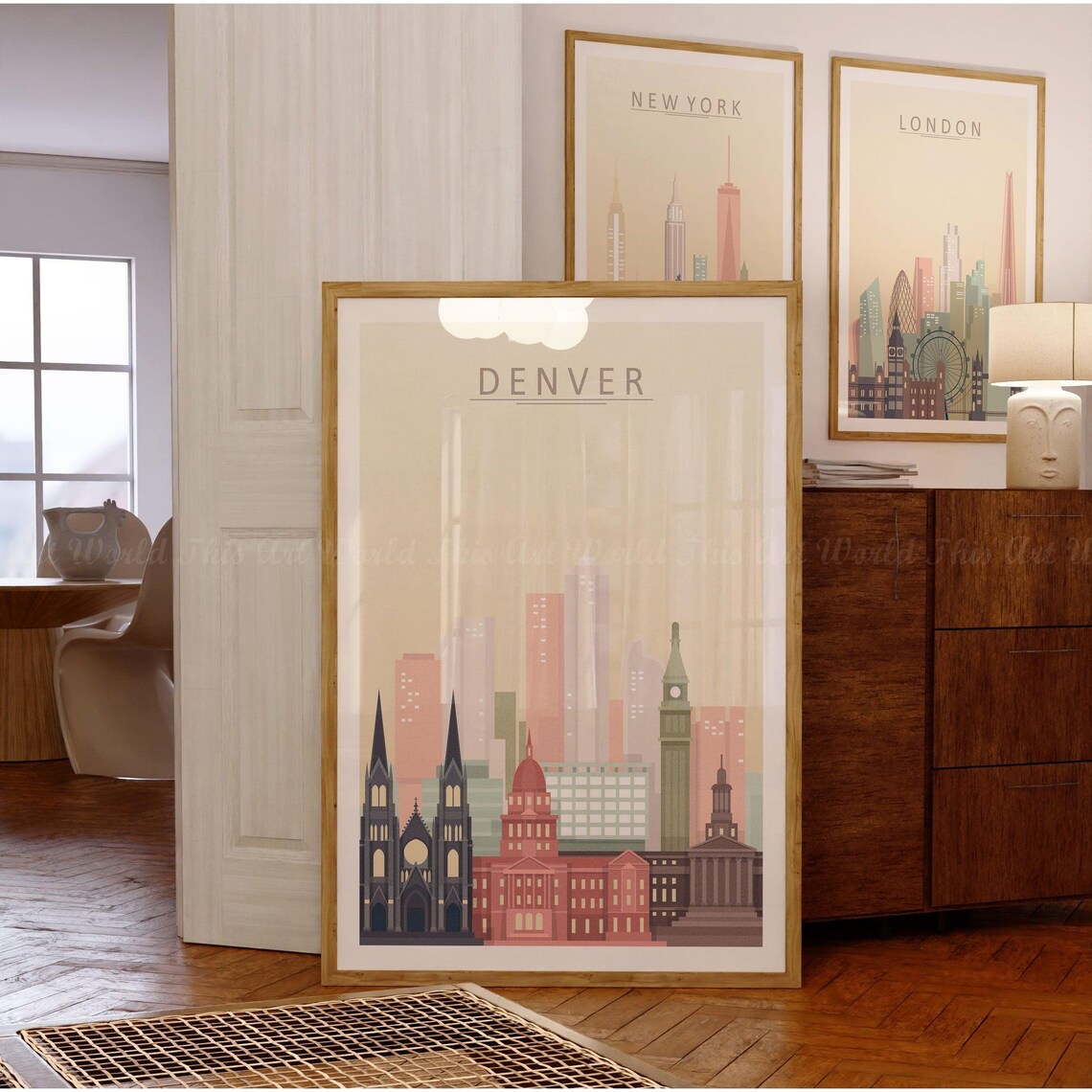 Denver Skyline Art Print, Colorado Travel Poster - Image 3