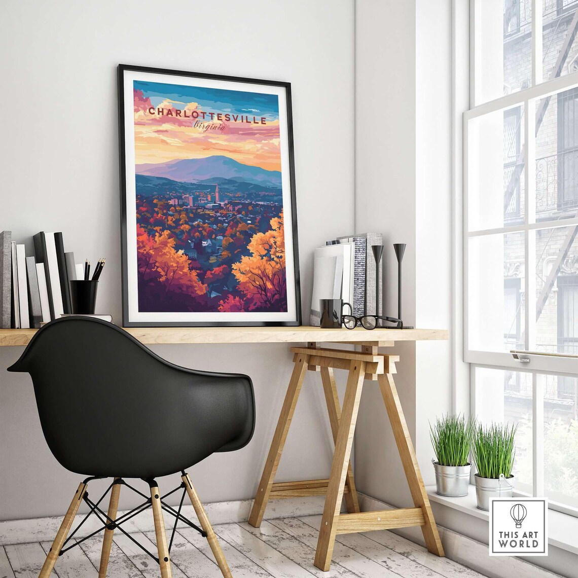 Charlottesville Virginia Skyline, Mountain View Poster - Image 4