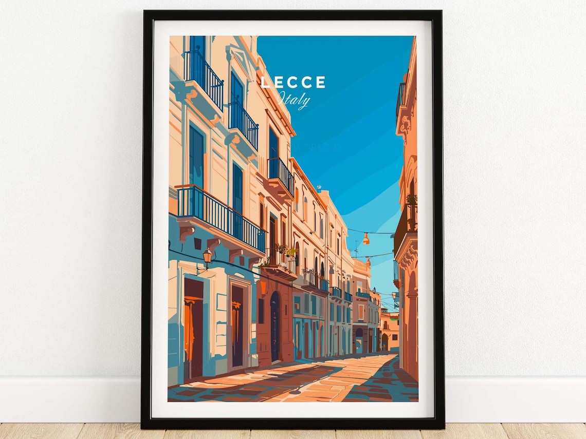 Lecce Italy Sunlit Baroque Street Balconies Apulia Architecture Poster