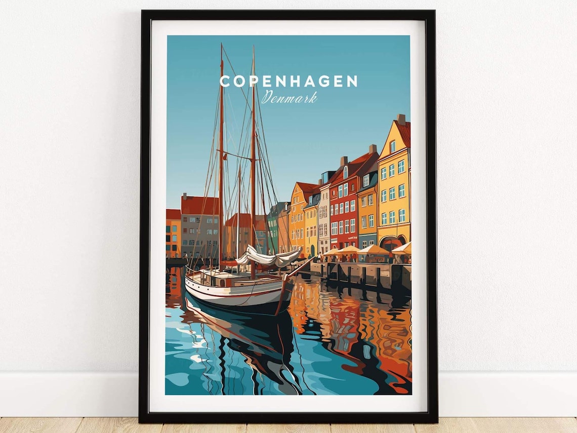 Copenhagen Travel Poster, Nordic Style Art Print