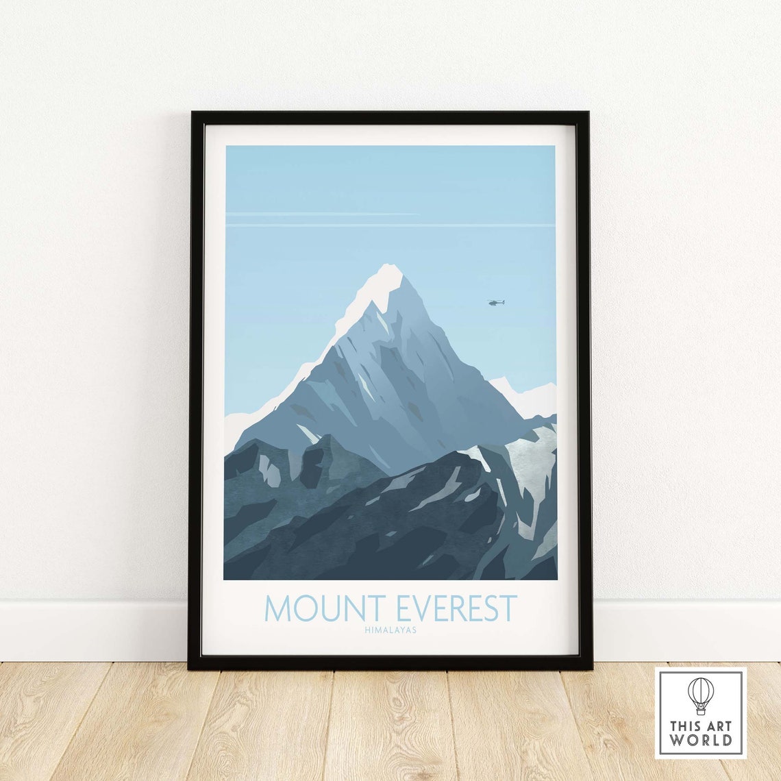 Mount Everest Himalayas Minimalist Snow Peak Travel Art Poster