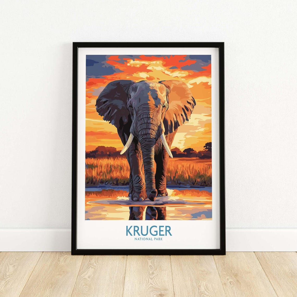 Kruger Park Travel Poster, Elephant Art Print - Image 5