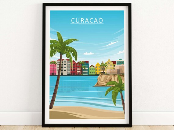 Curacao Travel Poster, Dutch Curacao Home Decor