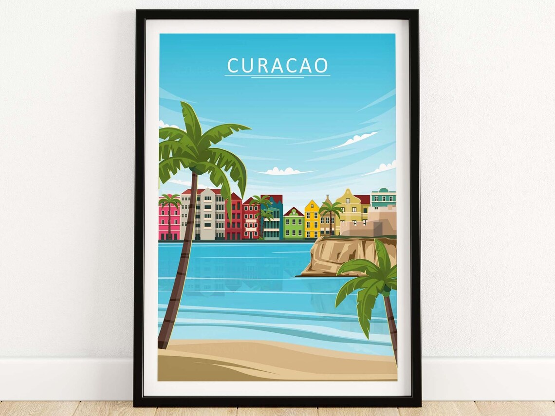 Curacao Travel Poster, Dutch Curacao Home Decor