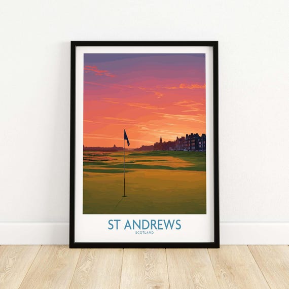 St Andrews Golf Course Wall Art Scotland Poster Print Old Links Decor Gift For Golfers Fife Artwork