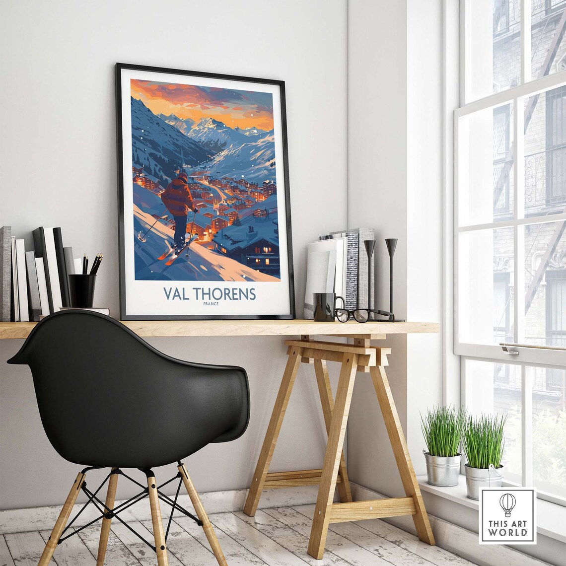 Val Thorens France Night Ski Village Lights Starry Sky Art Poster - Image 4
