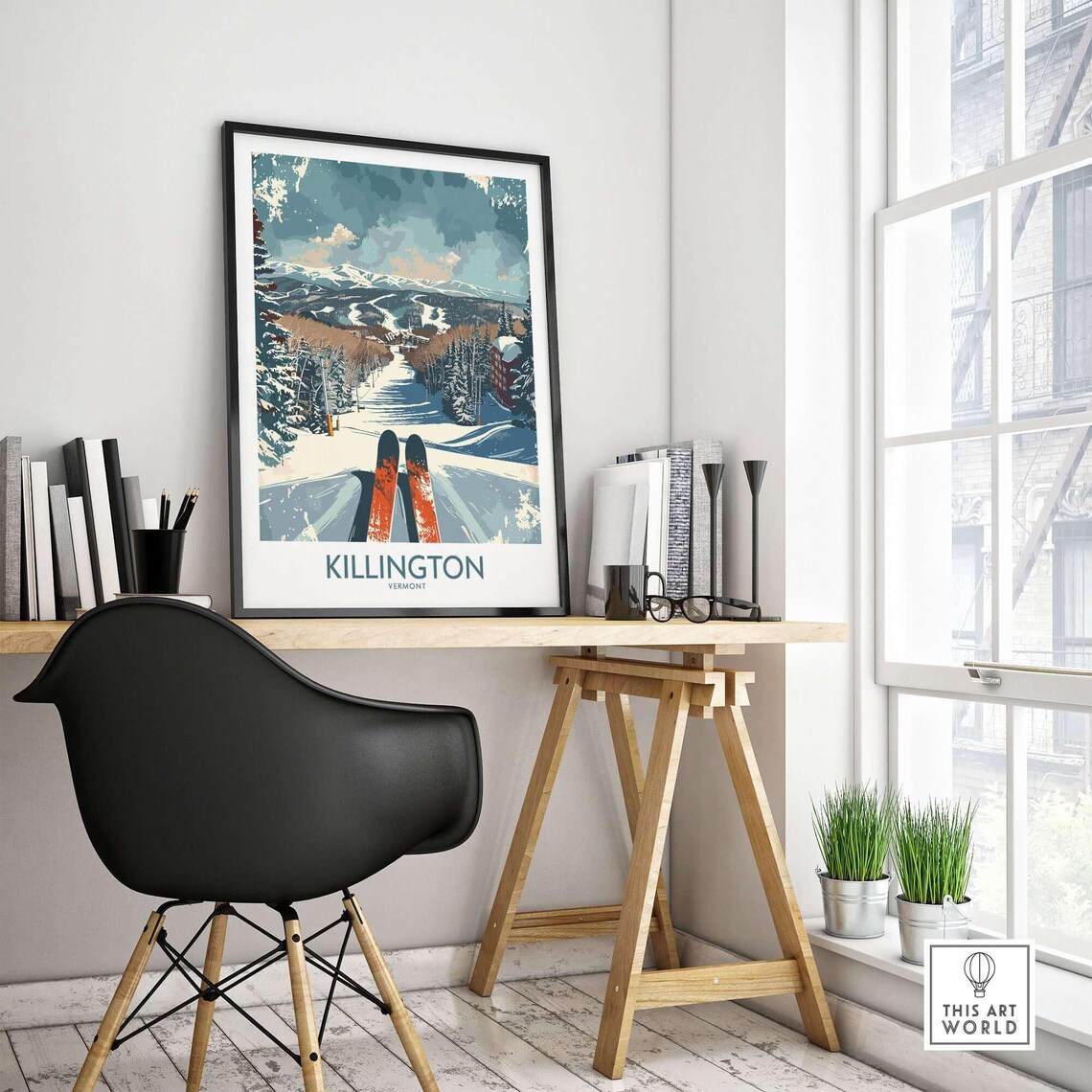 Killington Ski Lodge Art Print, Vermont Winter Sports - Image 4