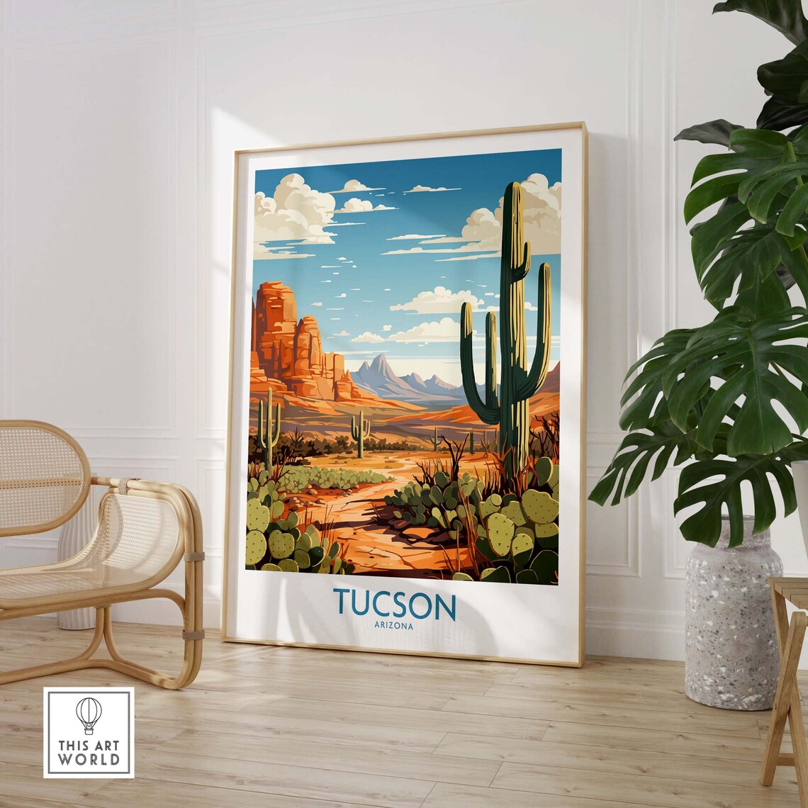 Tucson Arizona Saguaro Cactus Desert Red Rock Sunset Trail Poster - Image 3