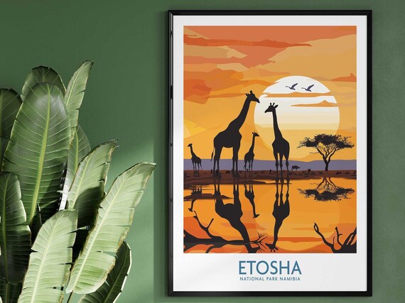 Etosha Safari Poster Travel Poster Home Decor Gift Wall Art Print Birthday Present Wall Art Print