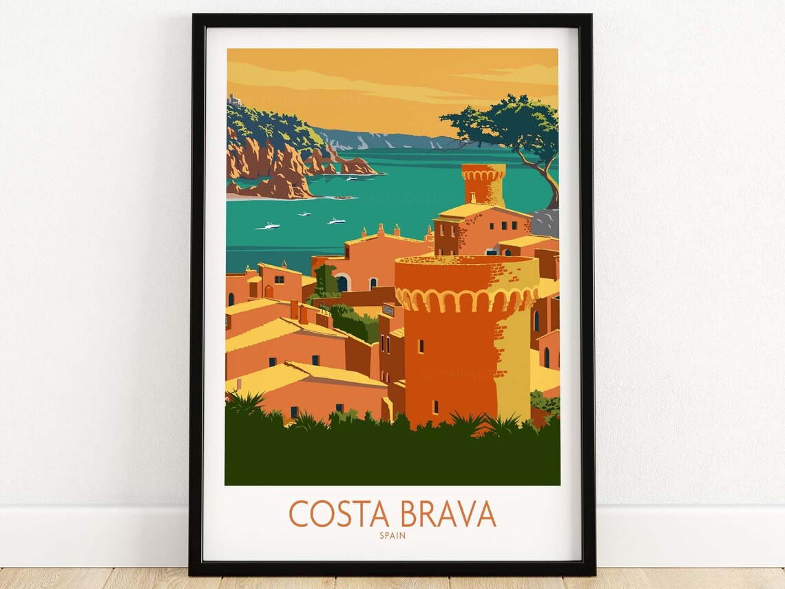 Costa Brava Travel Poster, Spain Wall Art Print