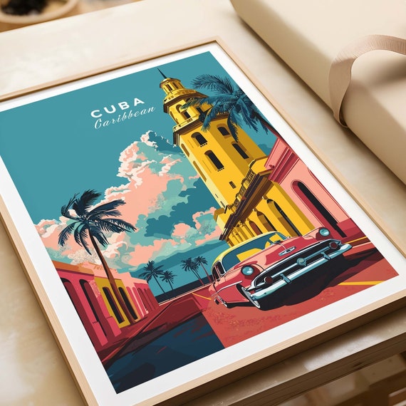 Cuba Travel Poster Vintage Style Wall Art Print For Home Or Office Decoration Havana Cuba Art Wall Hanging Home Decor Cube Print