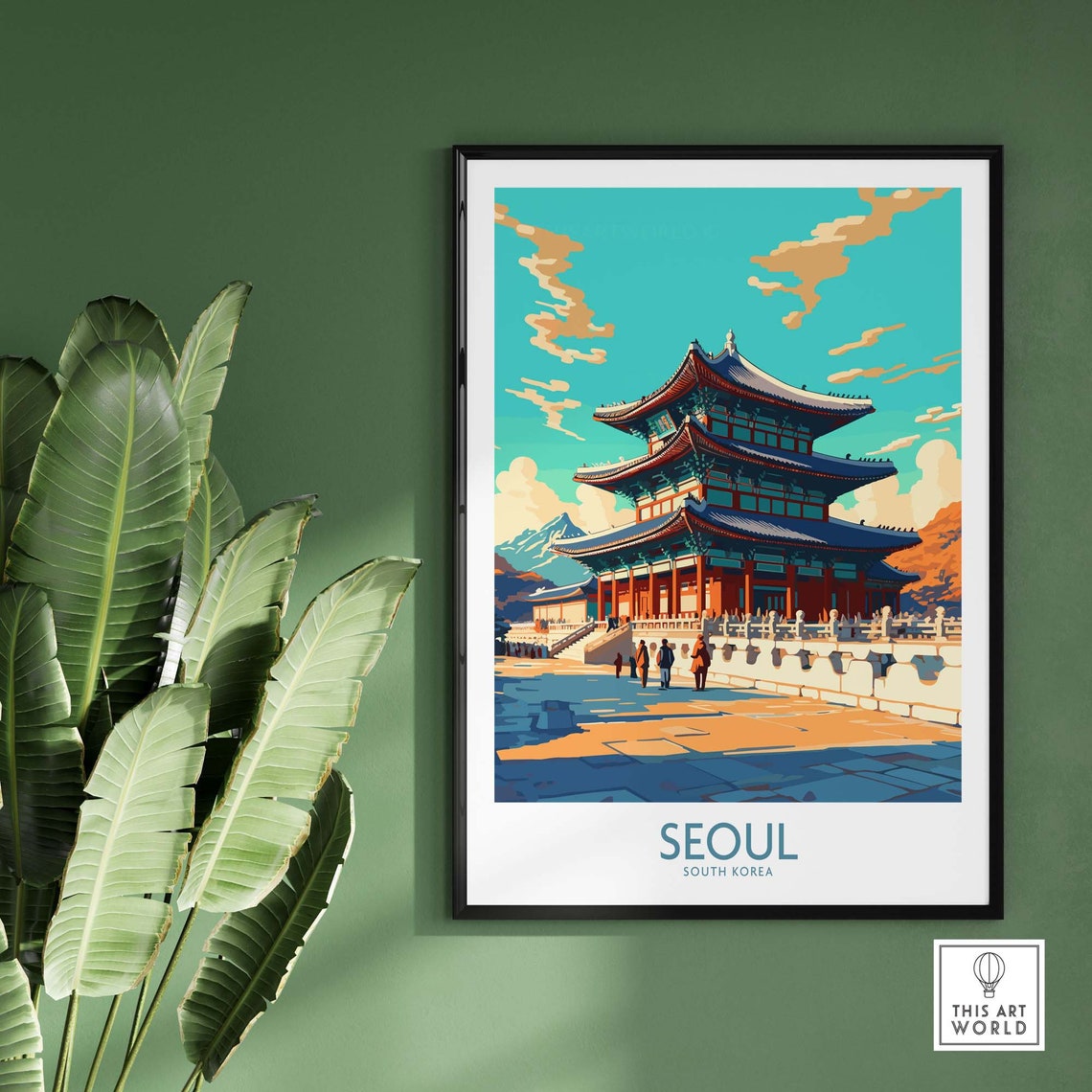 Seoul South Korea Traditional Palace Gate Courtyard Scene Poster - Image 2
