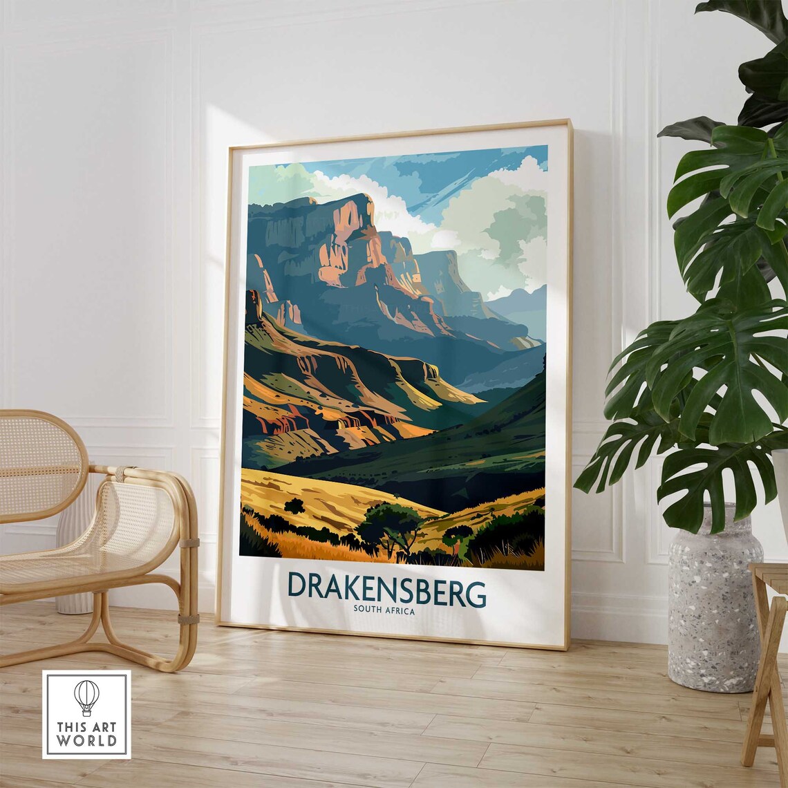 Drakensberg South Africa Mountain Valley Vista Vintage Travel Poster - Image 2