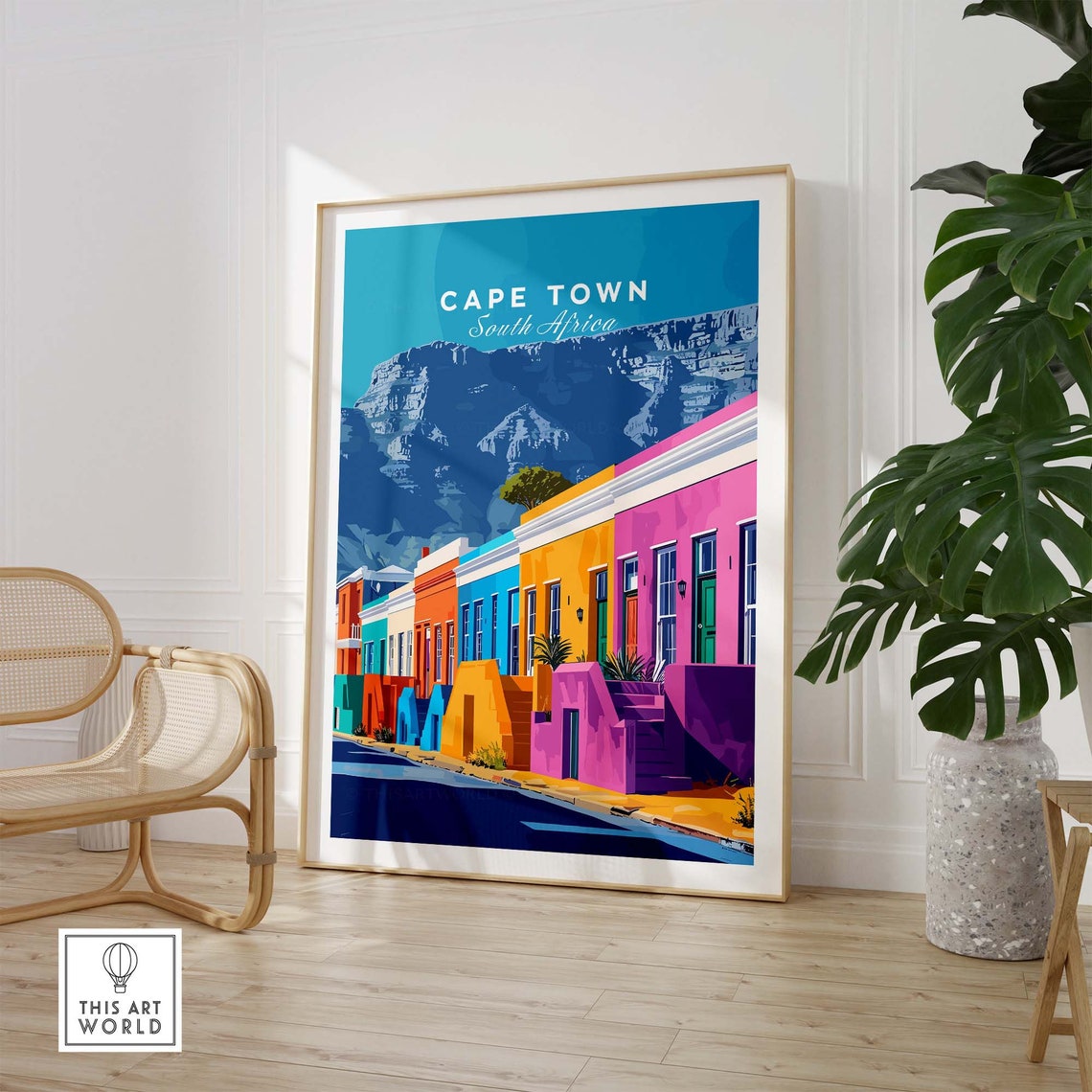 Cape Town South Africa Bo-Kaap Colorful Houses Table Mountain Poster - Image 2