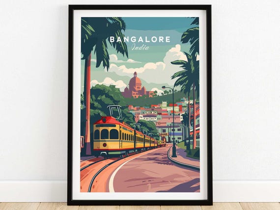 Bangalore Travel Print Wall Art Poster Home Decor Artwork Gift Illustration Lover