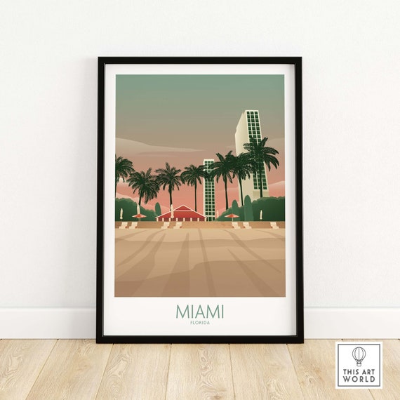 Miami Minimalist Poster Print, Florida Travel Art