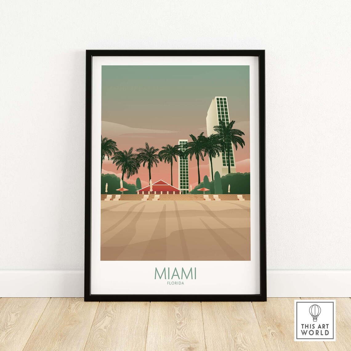 Miami Minimalist Poster Print, Florida Travel Art