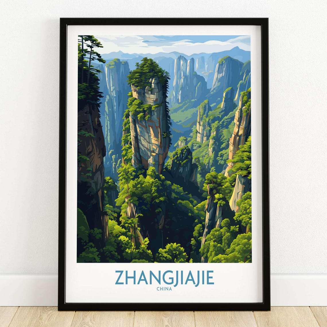 Zhangjiajie Mountain Art Print Floating Peaks With Lush Forest