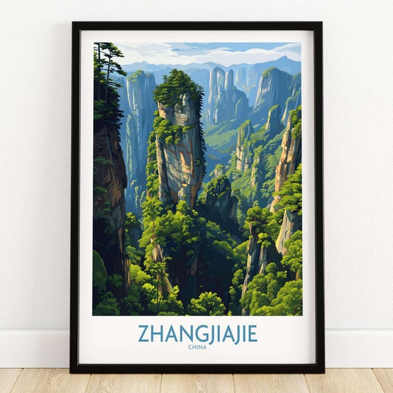 Zhangjiajie Mountain Art Print Floating Peaks With Lush Forest