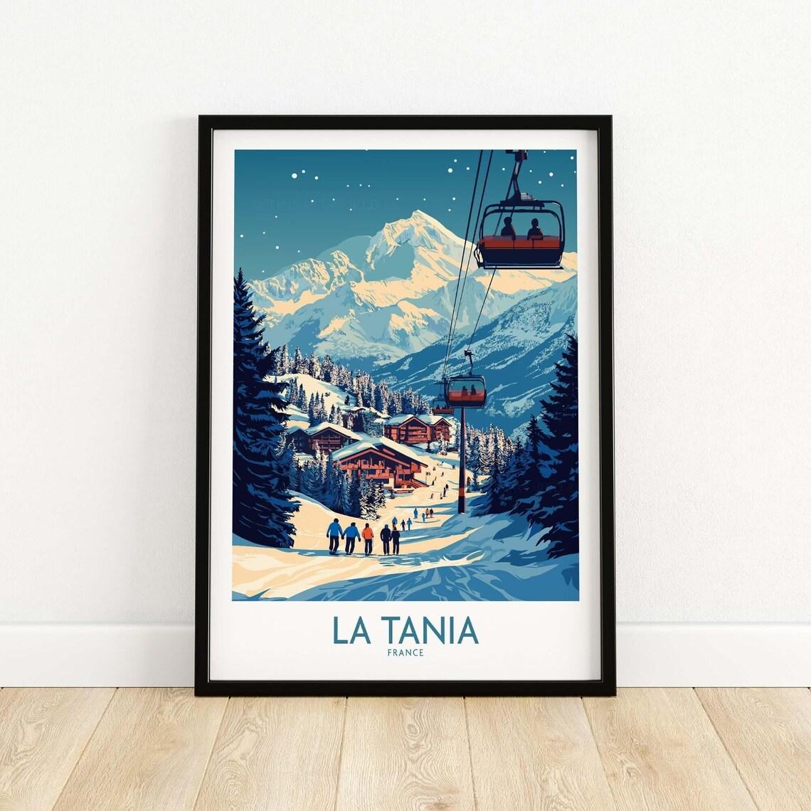 La Tania Ski Art Print, Ski Lodge Decor - Image 5