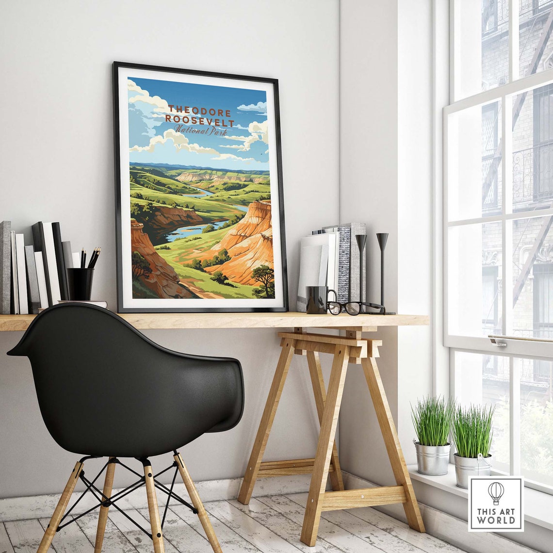 Theodore Roosevelt National Park Green Valley River Bend Poster - Image 4