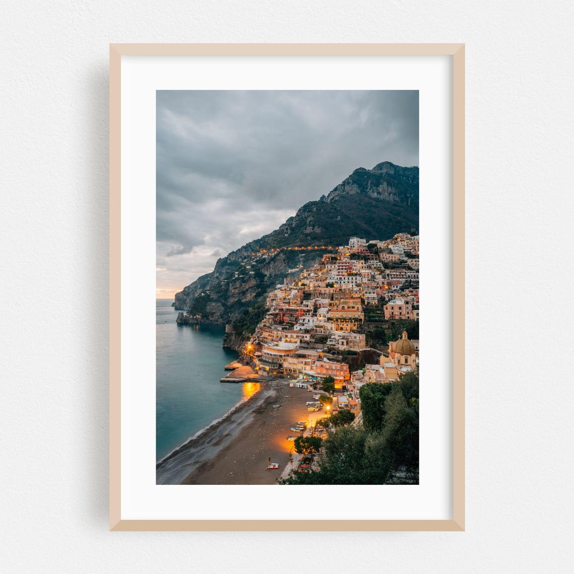 Positano Amalfi Coast Cliffside Village Dusk Evening Italy Wall Art