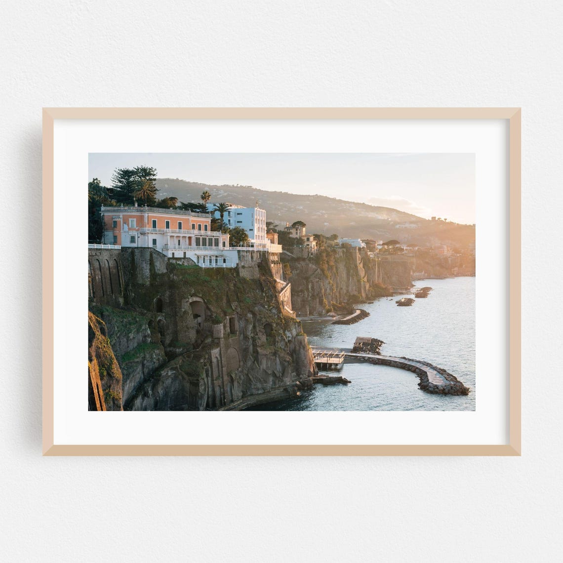 Sorrento Italy Cliffside Coastline Golden Sunset View Photo Poster