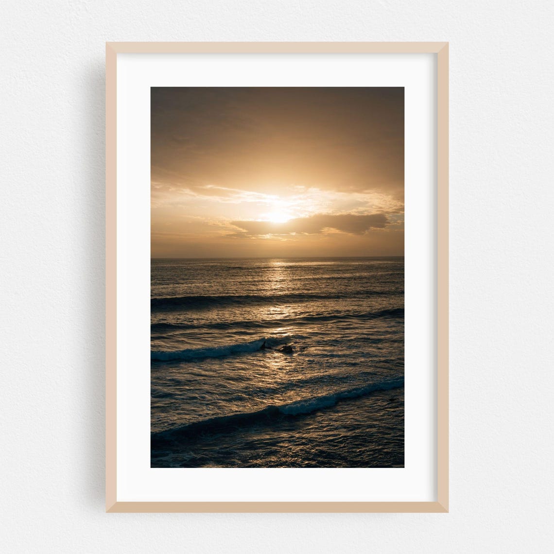 Laguna Beach Golden Sunset Ocean Waves Evening Coastal Poster