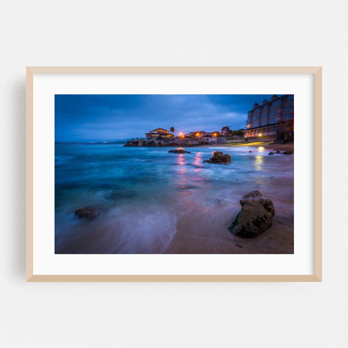 Monterey California Night Beach Blue Hour Coastal Photo Print