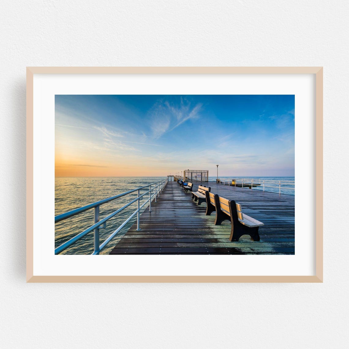 Ventnor City New Jersey Boardwalk Ocean Sunset Photography Poster