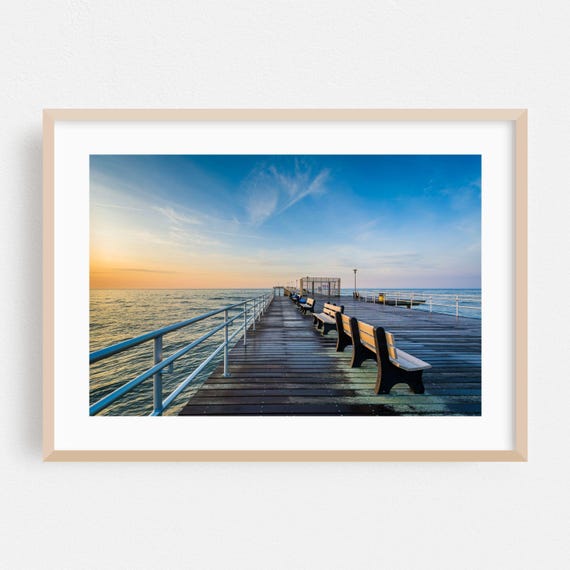 Ventnor City Print New Jersey Wall Art Boardwalk Framed Ocean Home Decor Sunset Poster Coast Fine Landscape Beach Scenic