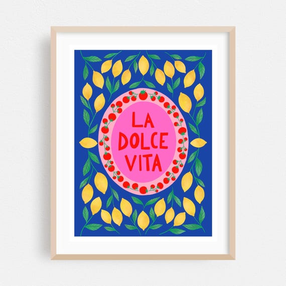 Italian Print Lemon Wall Art Quote Framed Kitchen Home Decor Fruit Poster Floral Fine Modern