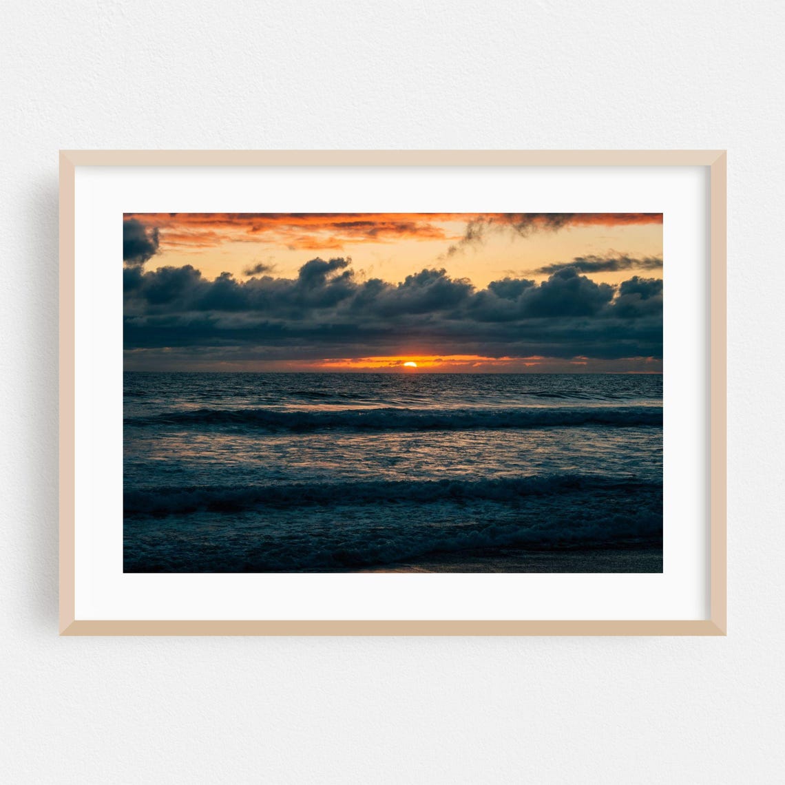 Stormy Ocean Sunset Dramatic Clouds Seascape Photography Poster