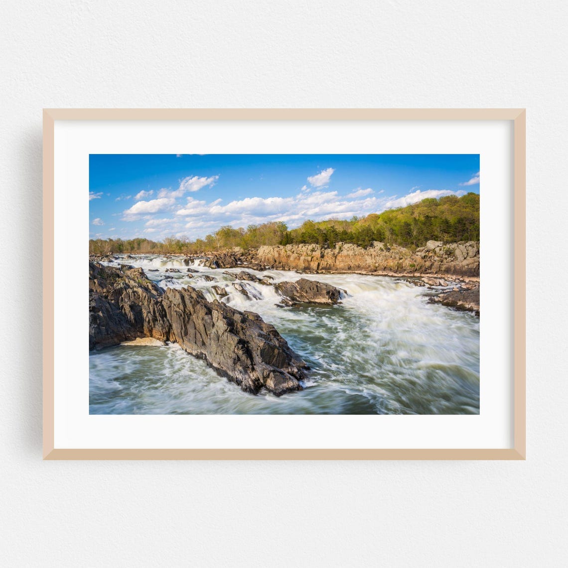 Great Falls Rapids Rushing Over Ancient Rocks Scenic Nature Poster
