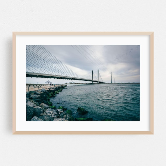 Cable Stayed Bridge Over Water On The Delaware Coast Art Poster