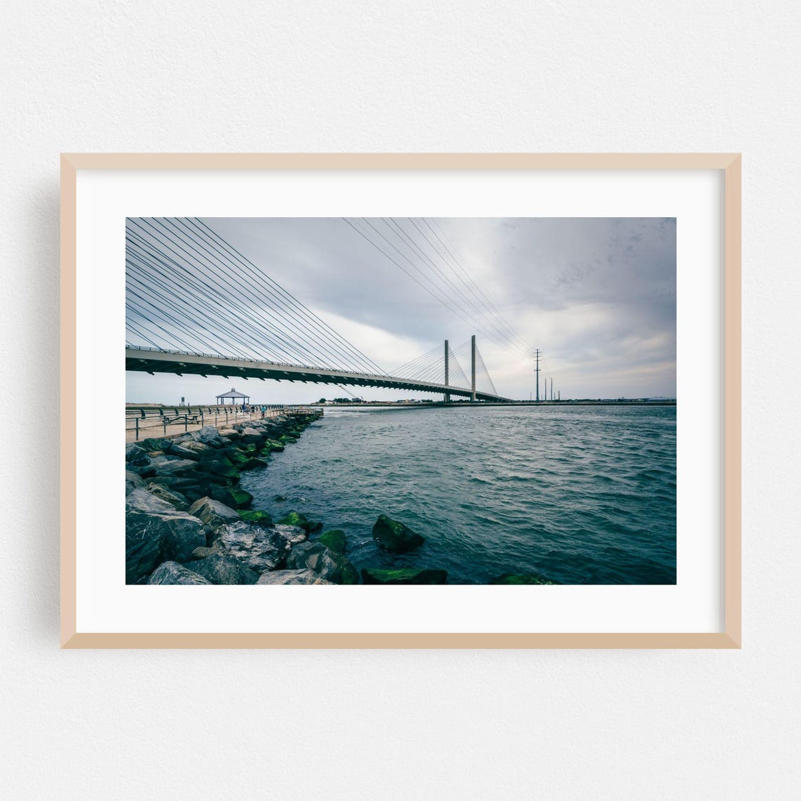 Cable Stayed Bridge Over Water On The Delaware Coast Art Poster