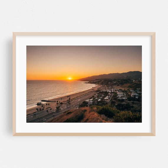 Los Angeles Coast Sunset Clifftop Overlook Beach Photography Poster