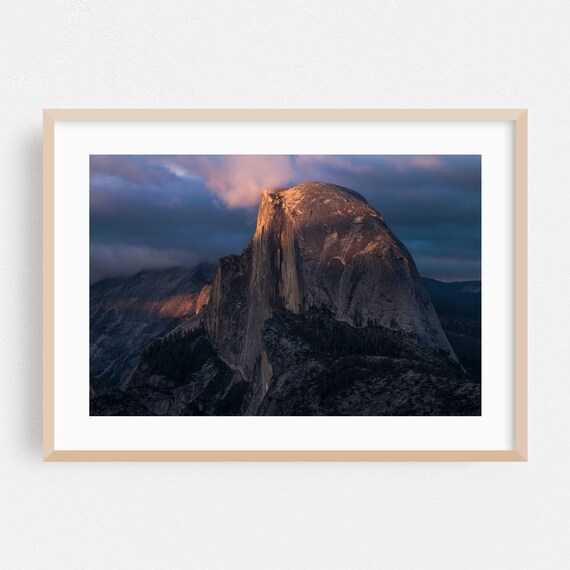 Yosemite Half Dome Sunset Alpenglow Dramatic Rock Photography Poster