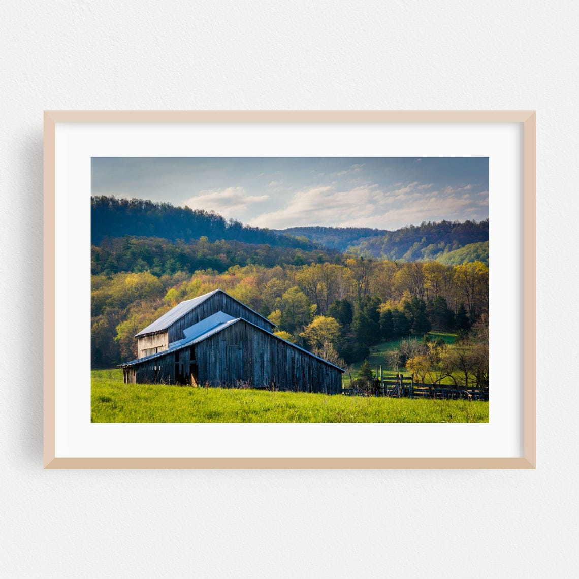 Virginia Old Wooden Barn Rolling Hills Rustic Farm Photography Poster
