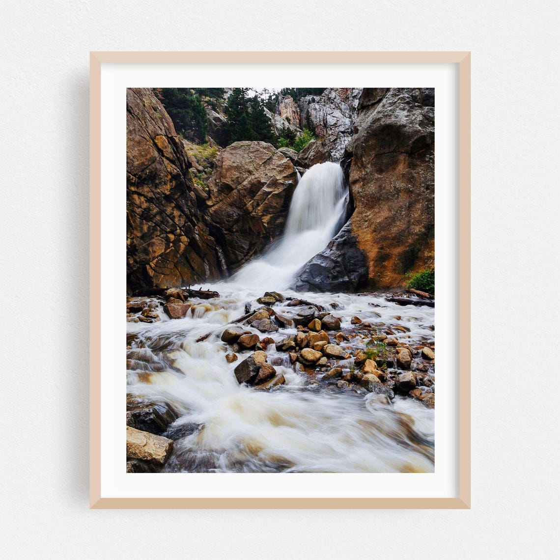 Boulder Colorado Mountain Waterfall Rushing Over Rocks Photo Poster