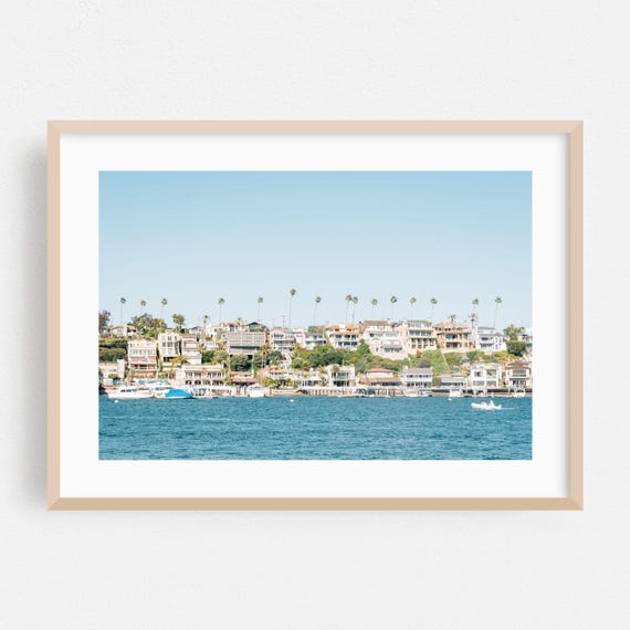 Newport Beach Print Wall Art Coastal Framed House Home Decor Harbor Poster Ocean Fine Palm Tree Architecture