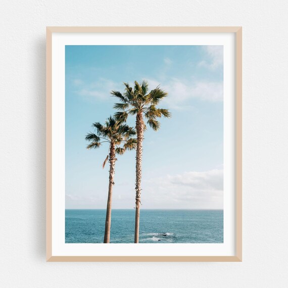 Laguna Beach Print Wall Art Palm Tree Framed Tropical Home Decor Ocean Poster Coast Fine Seascape