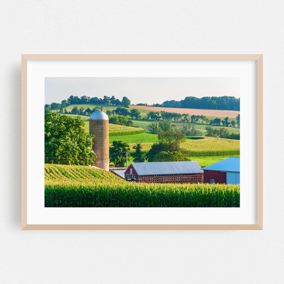 Pennsylvania Farm Cornfield Red Barn Summer Rural Landscape Poster