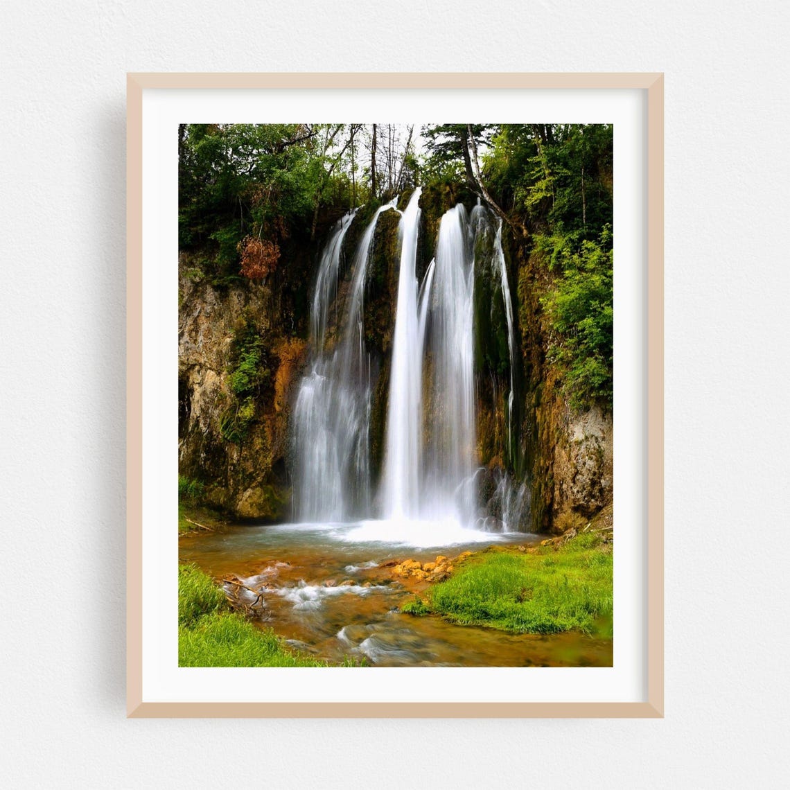 South Dakota Forest Waterfall Lush Green Nature Photography Print