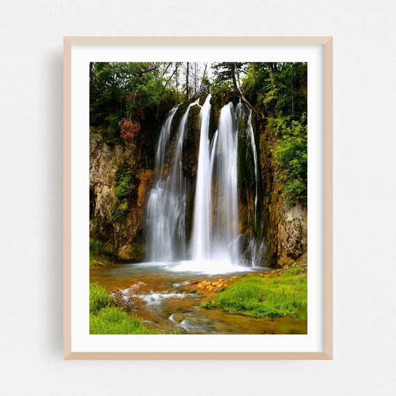 South Dakota Forest Waterfall Lush Green Nature Photography Print
